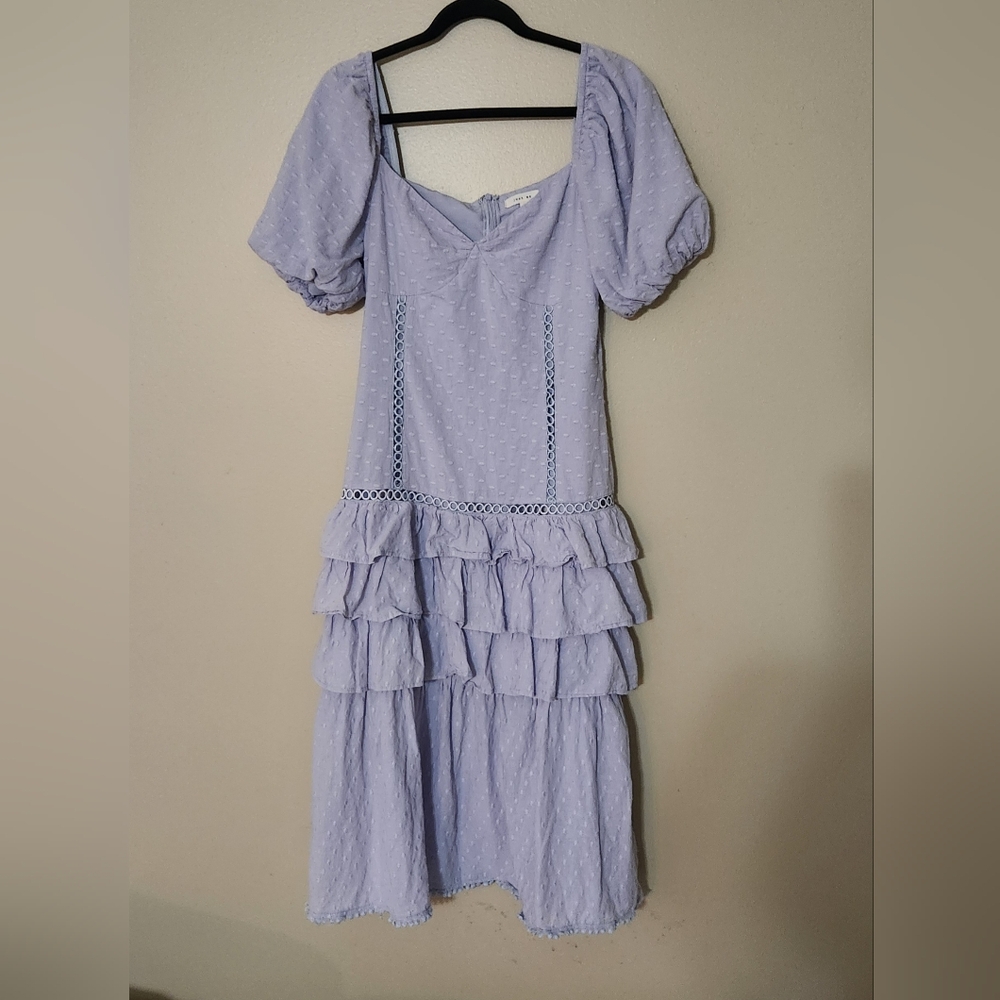 Just Me Spring A-line Medium Lavender Ruffled Dress
